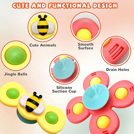 Baby Suction Spinner Sensory Toy with Strong Suction | Engaging Motor Skills Development for Bath & High Chair Play