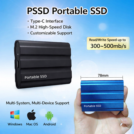 Portable SSD External Drive with Durable Metal Enclosure | Fast USB 3.0 Storage for Photos and Files