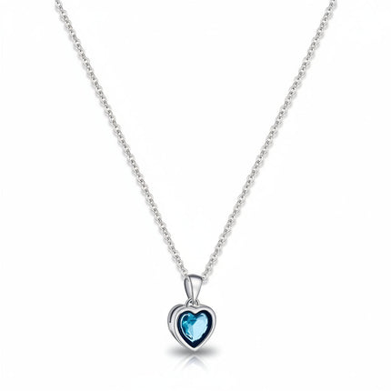 Silver Heart Necklace with Sapphire Birthstone | Adjustable Elegant Jewelry for Everyday Wear