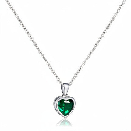Silver Heart Necklace with Sapphire Birthstone | Adjustable Elegant Jewelry for Everyday Wear