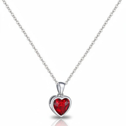Silver Heart Necklace with Sapphire Birthstone | Adjustable Elegant Jewelry for Everyday Wear
