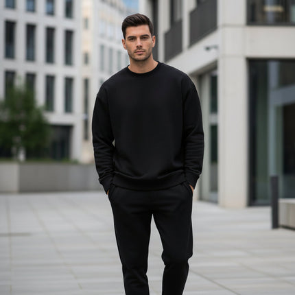Men's Casual Crew Neck Sweatshirt with Slight Stretch | Comfortable Pullover for Spring and Fall Wear
