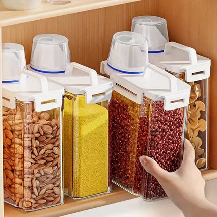 Airtight Grain Storage Container with Measuring Cup | 2.5L Food Dispenser for Rice, Flour, Cereal, and Snacks