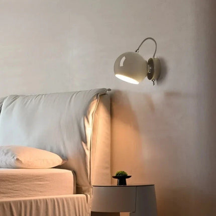 Nordic Cream Wall Lamp with Adjustable Dome Shade | Minimalist Lighting for Bedrooms and Home Offices
