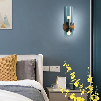 Nordic Glass Wall Lamp with Smoked Tube Design | Up & Down Lighting for Elegant Home Ambiance