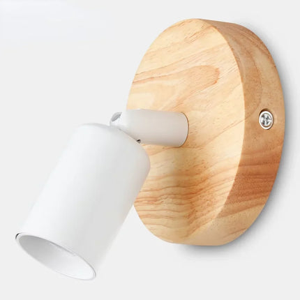 Vintage Wall Lamp with Adjustable 180° Head | Natural Wood & Metal Sconce for Cozy Lighting