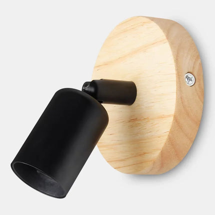 Vintage Wall Lamp with Adjustable 180° Head | Natural Wood & Metal Sconce for Cozy Lighting