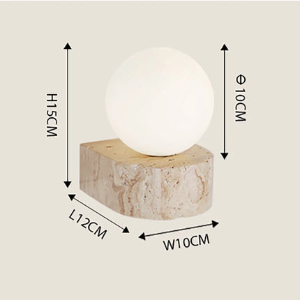 Modern Travertine Wall Lamp with Frosted Glass Diffuser | Minimalist Japanese-Style Lighting for Serene Interiors