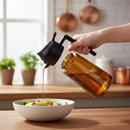 Glass Oil Dispenser Bottle with Easy Control Sprayer | Versatile Kitchen Tool for Olive Oil, Vinegar, and Sauces