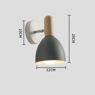 Nordic Wooden Wall Lamp with Adjustable 360° Head | Stylish Lighting for Bedroom or Office