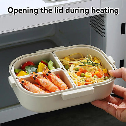 Portable Bento Lunch Box with 3 Removable Compartments | Leak-Proof Design for Kids and Adults on the Go