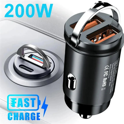 Dual Port Fast USB Car Charger, 100W Output, Flush Fit Design, 2 Connector Options for Phones and Tablets