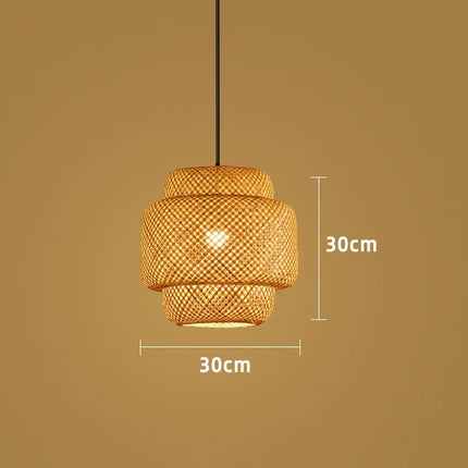 Bamboo Pendant Lamp with Handwoven Rattan Shade | Adjustable Eco-Friendly Light Fixture for Warm Ambience