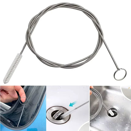 Flexible Drain Cleaning Brush, Long Bristle Drain Snake for Car Drain Holes, Sinks and Fridge Drains