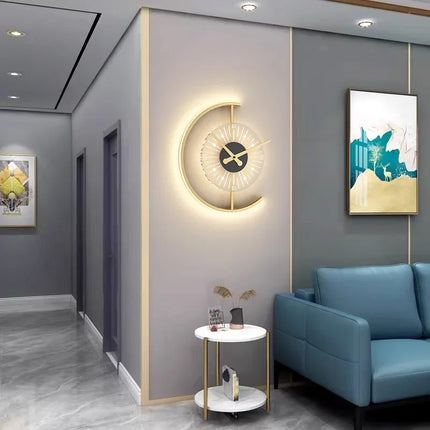LED Wall Lamp Clock with Post-Modern Design | Dual Function Ambient Light for Elegant Interiors