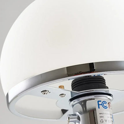 Bauhaus Table Lamp with Frosted Glass Dome and Chrome Base | Modern Designer Lighting for Bedroom and Living Room