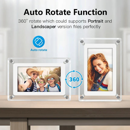 Digital Photo Frame with Acrylic Design & IPS Display | Portable 5-Inch Frame for Photos and Videos