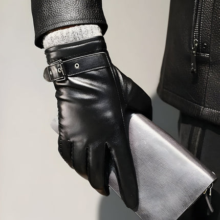 Men's Touchscreen Winter Driving Gloves with Strap Closure | Stylish Warmth for Cold Days and Commuting