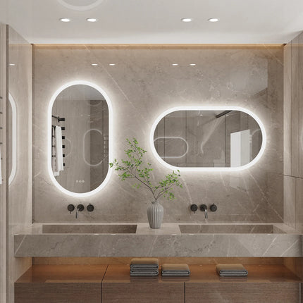 Oval LED Bathroom Mirror with Anti-Fog & Dimmable Lighting | Modern Wall-Mounted Design for Clear Reflections