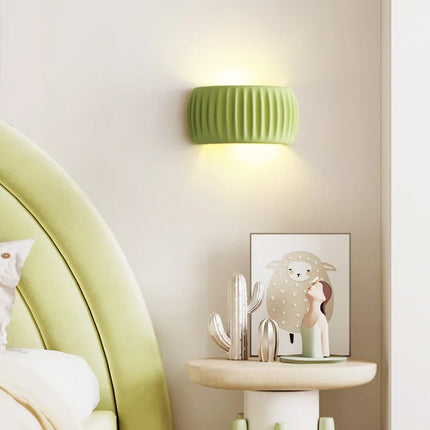 French Resin Wall Lamp with Textured Ribbed Design | Up & Down Lighting for Elegant Ambient Glow