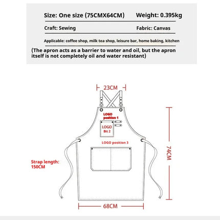Durable Canvas Kitchen Apron with Adjustable Fit | Unisex Workwear for Chefs and Baristas