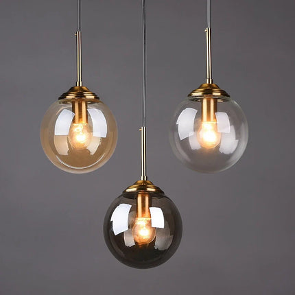 Modern Nordic Glass Globe Pendant Light with Adjustable Height | Warm Illumination for Stylish Spaces