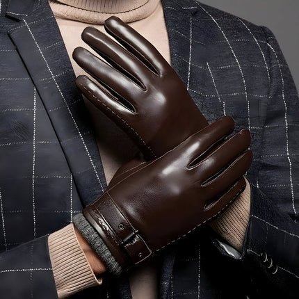 Men's Touchscreen Winter Driving Gloves with Strap Closure | Stylish Warmth for Cold Days and Commuting