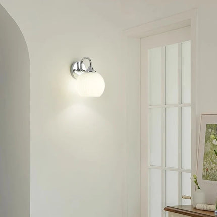 Chrome Wall Lamp with Frosted Glass Globe | Modern Minimalist Design for Soft Ambient Lighting