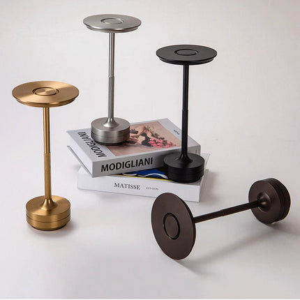Rechargeable LED Table Lamp with Touch Control Dimming | Elegant Aluminium Design for Warm Ambient Light