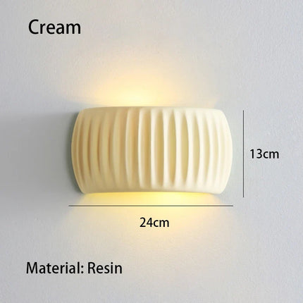 French Resin Wall Lamp with Textured Ribbed Design | Up & Down Lighting for Elegant Ambient Glow