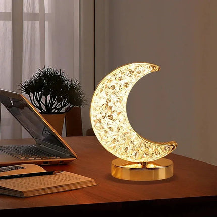 3D Crystal LED Night Light with Touch Control Dimming | Portable USB Rechargeable Lamp for Home Decor