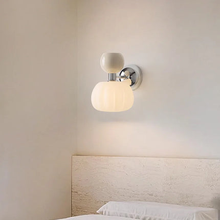Nordic Pumpkin Wall Lamp with Sculptural Glass Shade | Soft Illumination for Contemporary Living Spaces