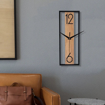 Modern Rectangular Wall Clock with Silent Sweep Movement | Minimalist Wood Grain Design for Peaceful Interiors