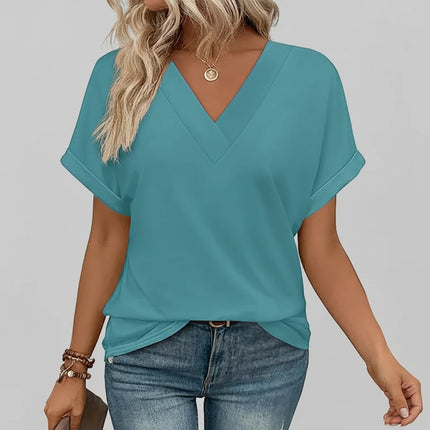 Lightweight Women’s Casual V Neck T Shirt with Short Sleeves | Comfortable Summer Top for Effortless Style