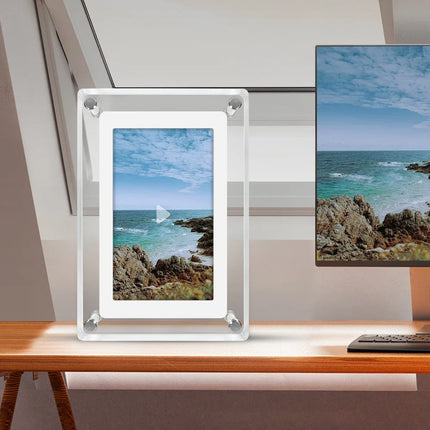 Digital Photo Frame with Acrylic Design & IPS Display | Portable 5-Inch Frame for Photos and Videos