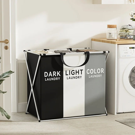 Multi-Section Laundry Hamper with Foldable Design & Durable Frame | Efficient Sorting for Modern Homes
