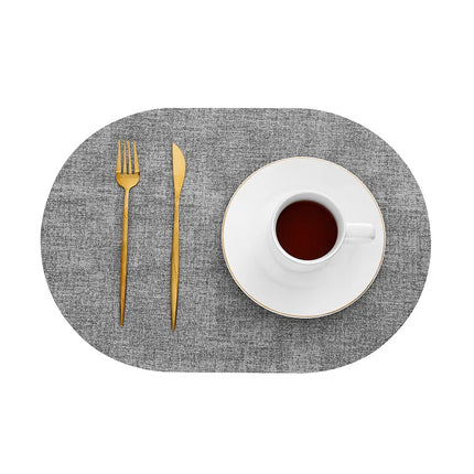 Oval Faux Leather Placemats with Heat Resistance & Non-Slip Surface | Stylish Table Protectors for Dining and Coffee Tables