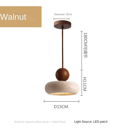 Natural Stone Pendant Light with Wood Accent | Adjustable Drop for Warm Ambience in Any Room