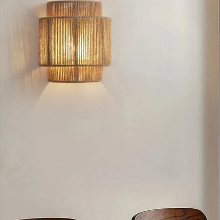 Handwoven Rattan Wall Lamp with Soft Ambient Lighting | Organic Coastal Style for Warm Home Décor