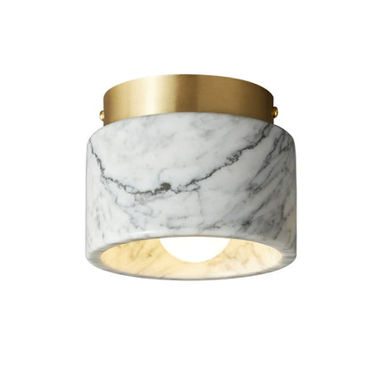 Nordic Marble Ceiling Light with Brushed Metal Trim | Stylish Downlight for Warm, Modern Ambiance