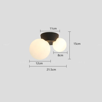 French Modern Ceiling Light with Dual Glass Globes | Soft Ambient Glow for Hallways and Bedrooms