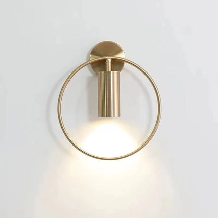 Halo Wall Light with 180° Adjustable Spotlight | Satin Gold Iron Design for Ambient Illumination