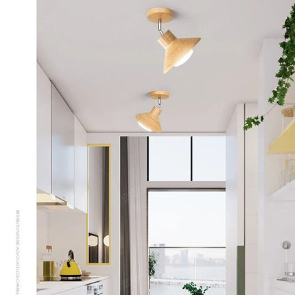 Ceiling Lamp with Natural Timber Finish & Rotatable Design | Modern Nordic Pendant Light for Soft Ambient Illumination