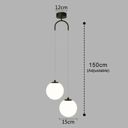Scandinavian Pendant Light with Opal Glass Globes | Adjustable Ceiling Fixture for Warm Ambient Illumination