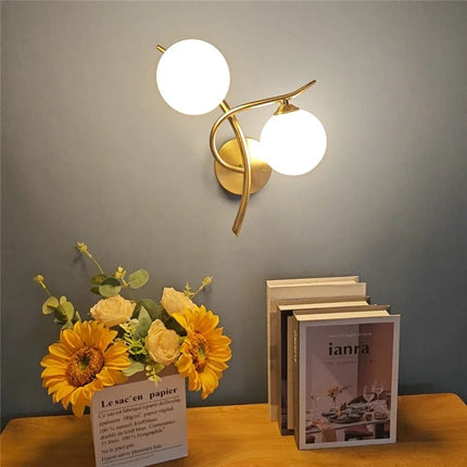 Nordic Wall Light with Dual Opal Glass Globes | Sculptural LED Design for Warm Ambient Illumination