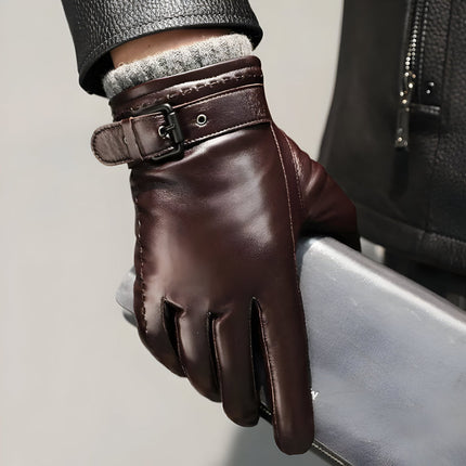 Men's Touchscreen Winter Driving Gloves with Strap Closure | Stylish Warmth for Cold Days and Commuting