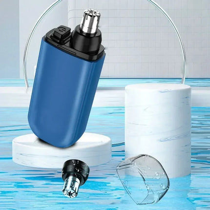 Nose Hair Trimmer with Stainless Steel Blades, Compact Electric Nostril Groomer in Blue or Black for Quick Daily Touch-Ups