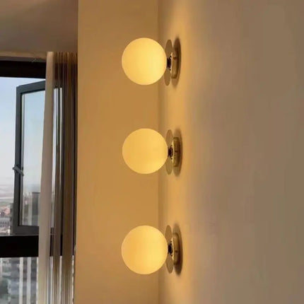 Nordic Globe Glass Wall Lamp with Opal Shade | Minimalist Lighting for Bathrooms and Bedrooms