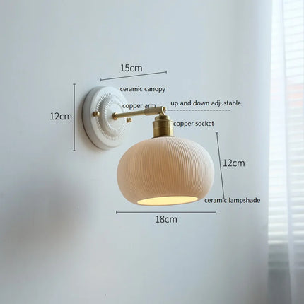 Nordic Cream Ceramic Wall Lamp with Flower-Shaped Shade | Vintage Elegance for Warm Ambient Lighting