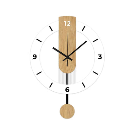 Minimalist Pendulum Wall Clock with Silent Quartz Movement | Modern Acrylic and Wood Design for Calming Elegance